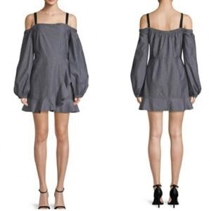 Revolve X Lovers + Friends Chance Washed Black Off-the-shoulder Mini Dress S